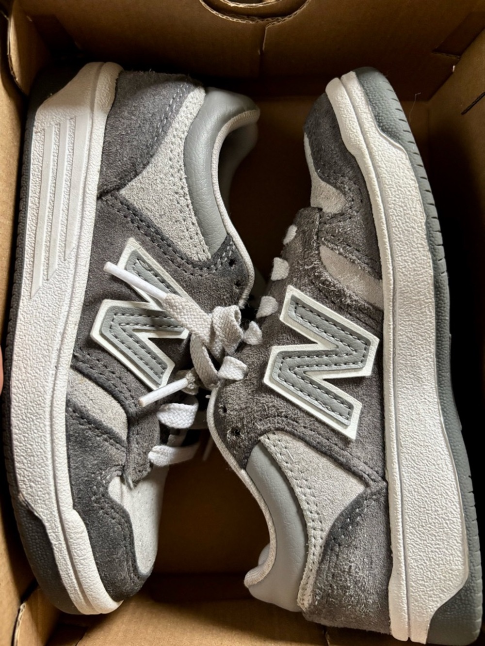 New Balance Kids Gray Suede & Mesh Sneakers